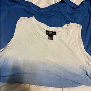 See You Monday Blue and White Ombre Tank Top